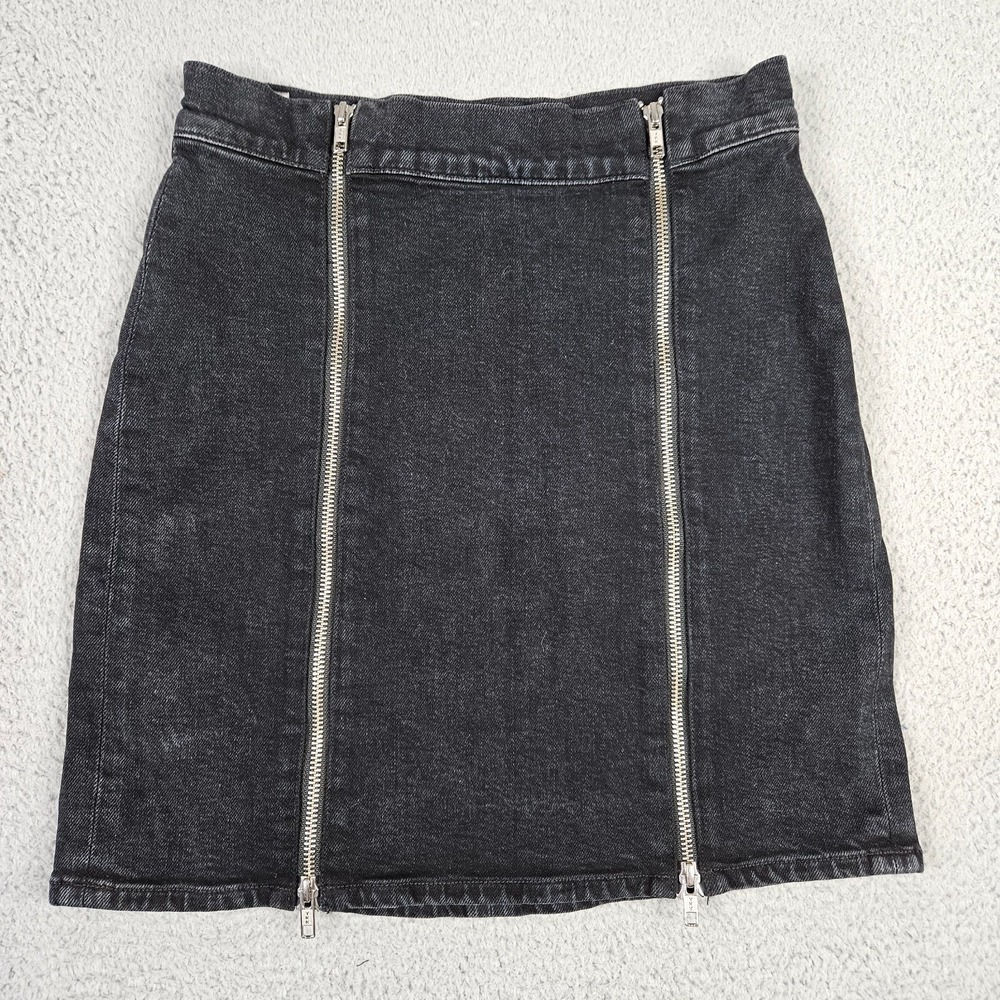 AGOLDE Women's Black Zipper Front Mini denim Skirt Size 27
